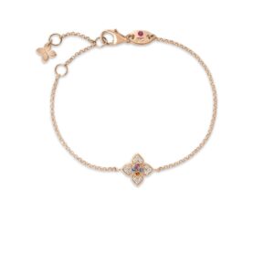 18K Rose Gold Venetian Princess Carnival Pavé Diamond And Mixed Stones Small Flower Bracelet