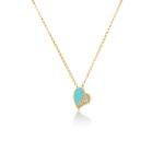 18K Yellow Gold Amorino Diamond And Enamel Heart Necklace