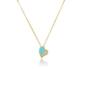 18K Yellow Gold Amorino Diamond And Enamel Heart Necklace