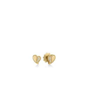 18K Yellow Gold Amorino Diamond Heart Stud Earrings