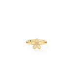 18K Yellow Gold Jasmine Diamond And Polished Finish Small Flower Ring