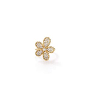 18K Yellow Gold Jasmine Pavé Diamond Flower Ring