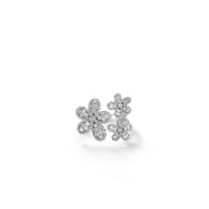 18K White Gold Jasmine Pavé Diamond Multi Flower Ring