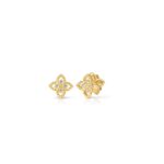 18K Yellow Gold Princess Flower Petite Diamond Flower Stud Earrings