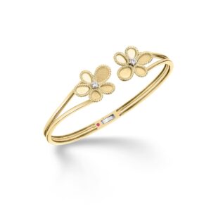 18K Yellow Gold Jasmine Diamond Flower Bangle