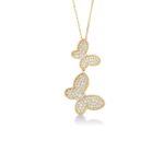 18K Yellow Gold Jasmine Pavé Diamond Double Butterfly Necklace
