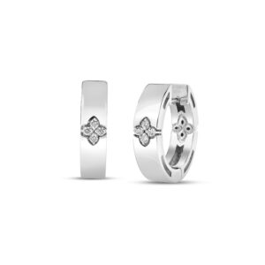 18K White Gold Love In Verona Diamond Hoop Earrings
