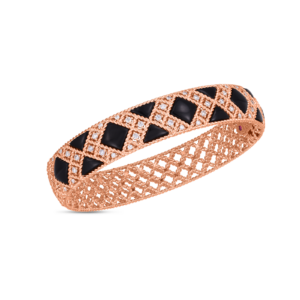 18K Rose Gold Palazzo Ducale Black Jade And Diamond Hinged Bangle