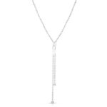 18K White Gold Princess Diamond Accent Zipper Pull Long Necklace