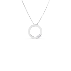 18K White Gold Love In Verona Circle Of Life Diamond Flower Necklace