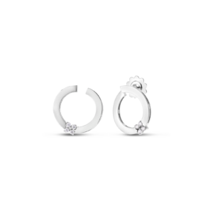 18K White Gold Love In Verona Diamond Flower Circle Earrings