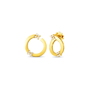 18K Yellow Gold Love In Verona Diamond Flower Circle Earrings