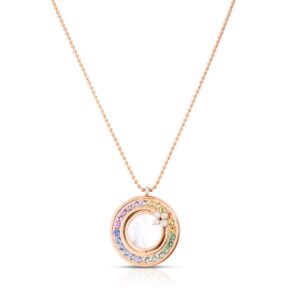 18K Rose Gold Love In Verona Rainbow Medallion Necklace
