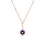 18K Rose Gold Obelisco Large Diamond And Lapis Medallion Necklace