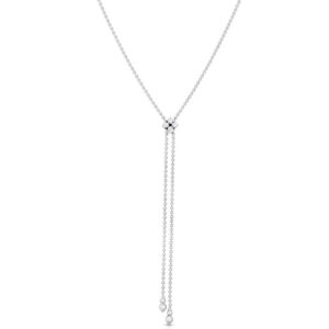 18K White Gold Love In Verona Diamond Flower Lariat Necklace