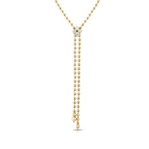 18K Yellow Gold Love In Verona Diamond Flower Lariat Necklace