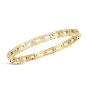 18K Yellow Gold Navarra Diamond Accents Slim Bangle