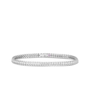 18K White Gold Classic Diamond Ribbed Tennis Bracelet