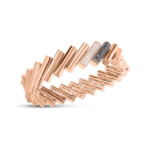 18K Rose Gold Domino Double Diamond Accent Bangle