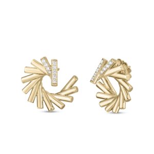 18K Yellow Gold Domino Diamond Curl Earrings