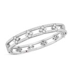18K White Gold Love In Verona Diamond Open Frame Pavé Bangle