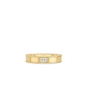 18K Yellow Gold Art Deco Mosaic Diamond Accent Ring