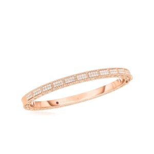 18K Rose Gold Art Deco Mosaic Pavé Diamond Bangle