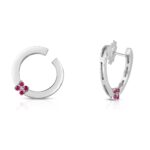 18K White Gold Love In Verona Ruby Circle Earrings