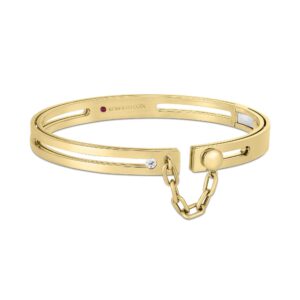 18K Yellow Gold Navarra Diamond Accent With Chain Bangle