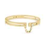 18K Yellow Gold Navarra Pavé Lock With Chain Bangle
