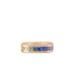18K Rose Gold Princess Multi Sapphire Square Ring