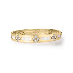 18K Yellow Gold Love In Verona Diamond And Mother Of Pearl Bangle