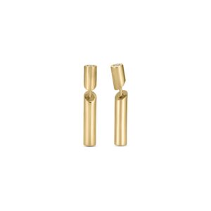 18K Yellow Gold Domino Diamond Accent Stick Earrings