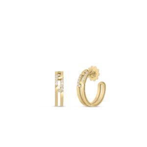 18K Yellow Gold Navarra Open Back Diamond Hoop Earrings
