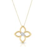 18K Yellow Gold Cialoma Large Diamond Flower Long Necklace