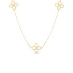 18K Yellow Gold Cialoma Diamond Flower Station Long Necklace