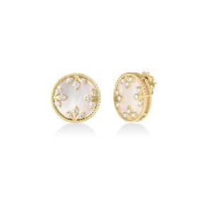 18K Mother of Pearl Venetian Medallions Medium Stud Earrings