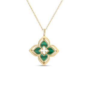 18K Malachite Venetian Princess Pirouette Medium Flower Necklace