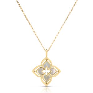 18K Mother of Pearl Venetian Princess Pirouette Medium Flower Necklace