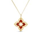 18K Red Agate Venetian Princess Pirouette Medium Flower Necklace