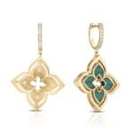 18K Yellow Gold Venetian Princess Pirouette Medium Flower Drop Earrings