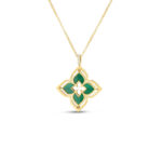 18K Yellow Gold Venetian Princess Pirouette Pavé Medium Flower Necklace