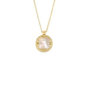 18K Mother of Pearl Venetian Medallions Small Pendant Necklace