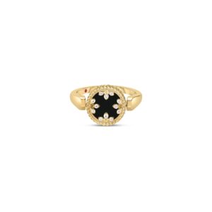 18K Black Jade Venetian Medallions Small Reversible Ring