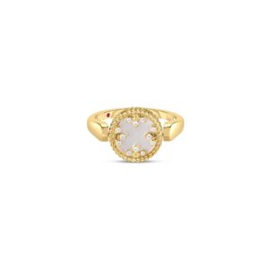 18K Default Title Venetian Medallions Diamond And Mother Of Pearl Small Reversible Ring
