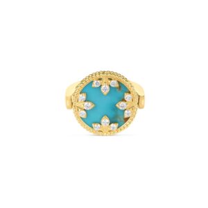 18K Turquoise Venetian Medallions Medium Reversible Ring