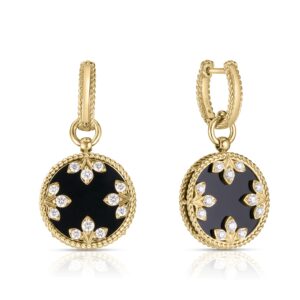 18K Black Jade Venetian Medallions Drop Earrings