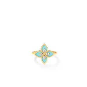 18K Yellow Gold Venetian Princess Diamond And Enamel Flower Ring