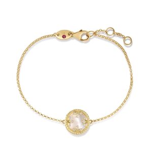 18K Mother of Pearl Venetian Medallions Small Charm Bracelet