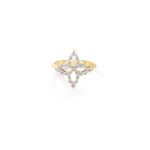 18K Yellow Gold Diamond Princess Outline Tapered Flower Ring